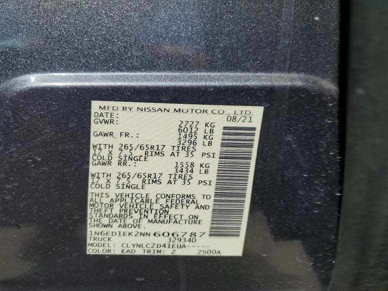 2022 NISSAN FRONTIER SV SV 13