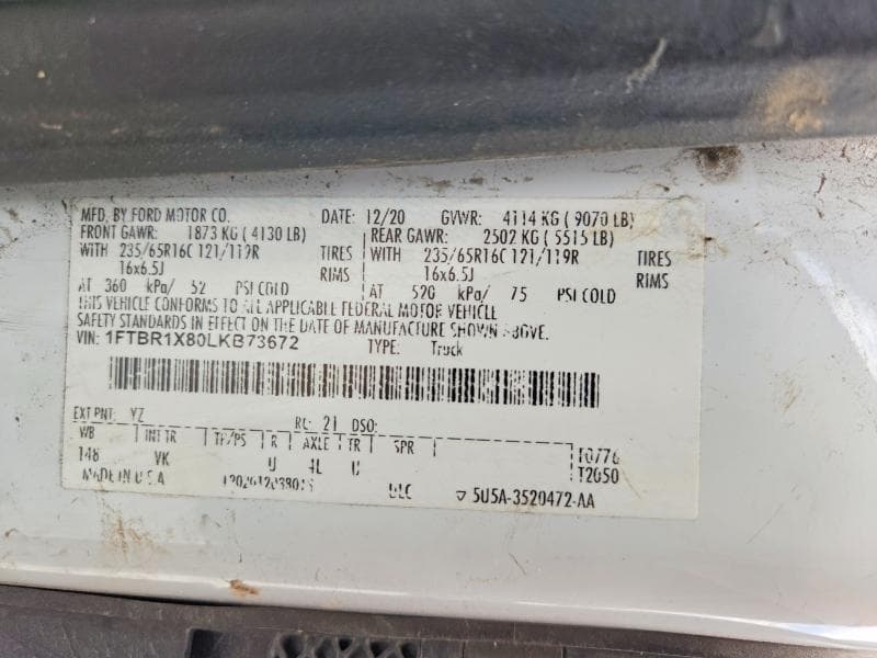 2020 FORD TRANSIT T-250 T-250 13