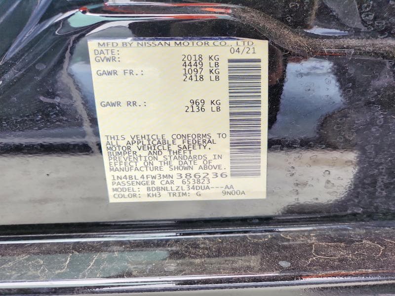 2021 NISSAN ALTIMA PLATINUM PLATINUM 12