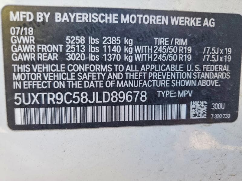 2018 BMW X3 XDRIVE30I XDRIVE30I 13