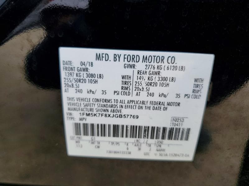 2018 FORD EXPLORER LIMITED 12