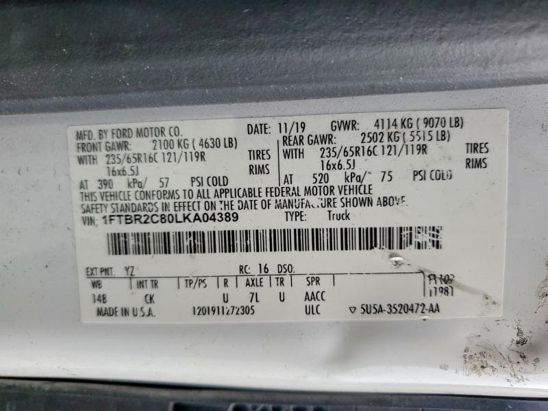 2020 FORD TRANSIT T-250 13