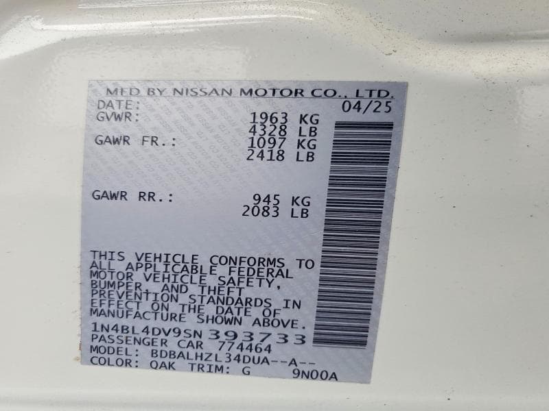 2025 NISSAN ALTIMA SV 12