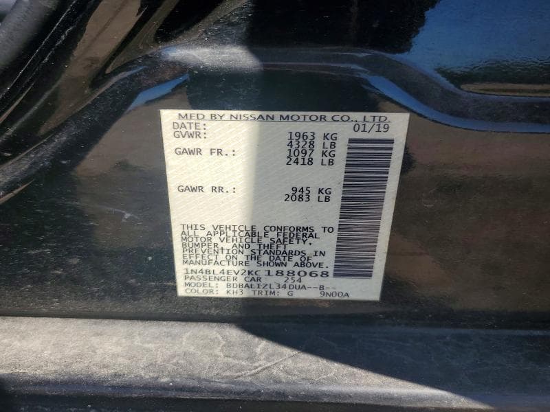 2019 NISSAN ALTIMA SL SL 12
