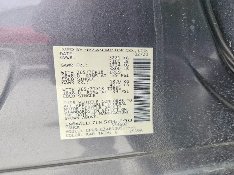 2020 NISSAN TITAN SV SV 12