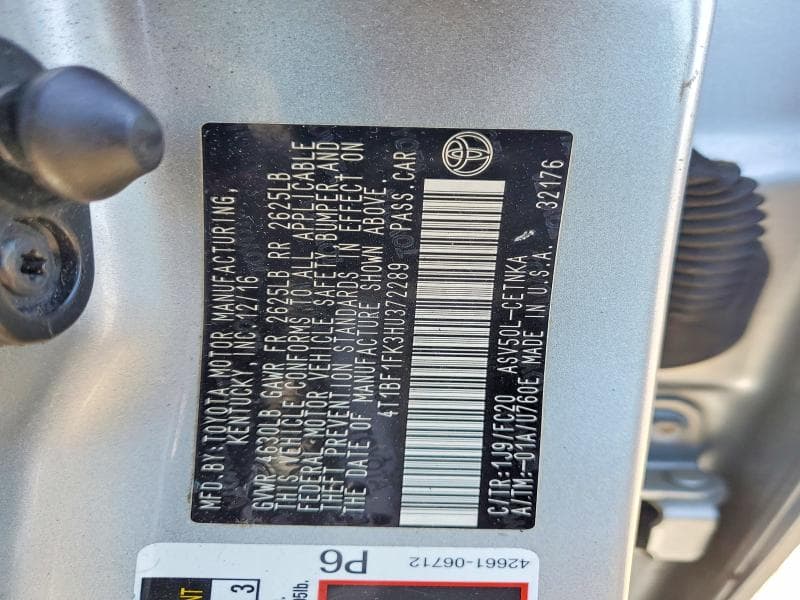 2017 TOYOTA CAMRY LE LE 12