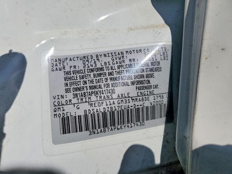 2019 NISSAN SENTRA SV SV 12