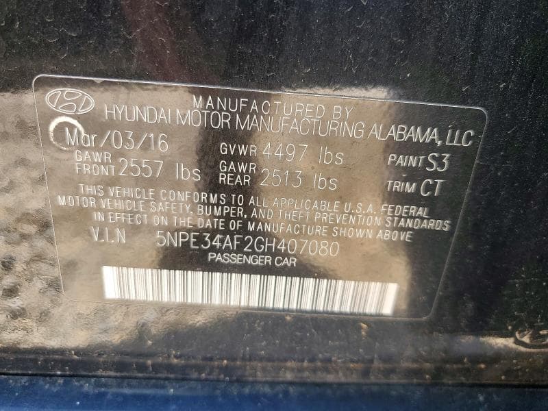 2016 HYUNDAI SONATA LIMITED LIMITED 13