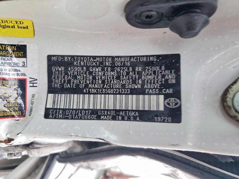 2016 TOYOTA AVALON XLE 12