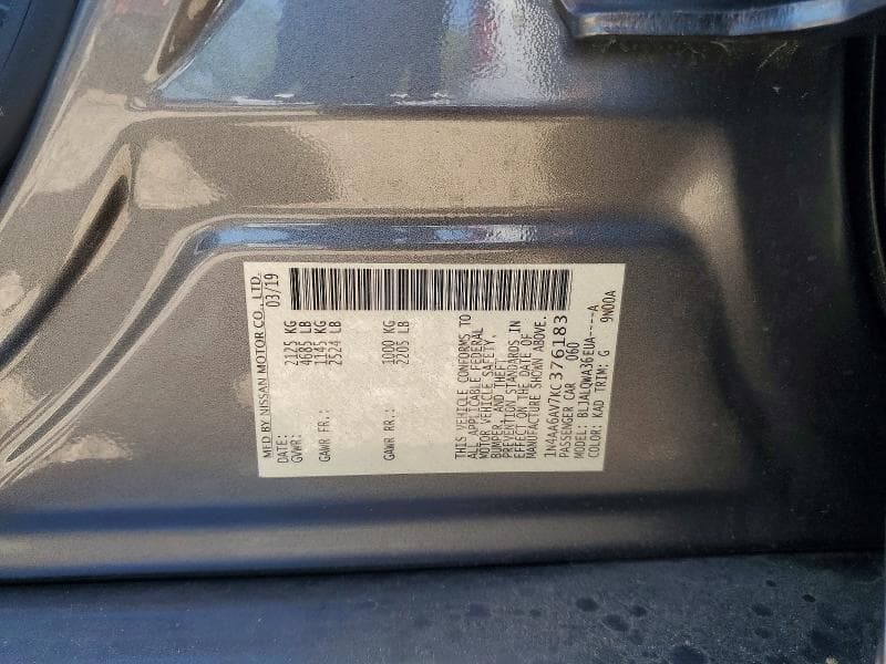 2019 NISSAN MAXIMA 3.5 S 3.5 S 12