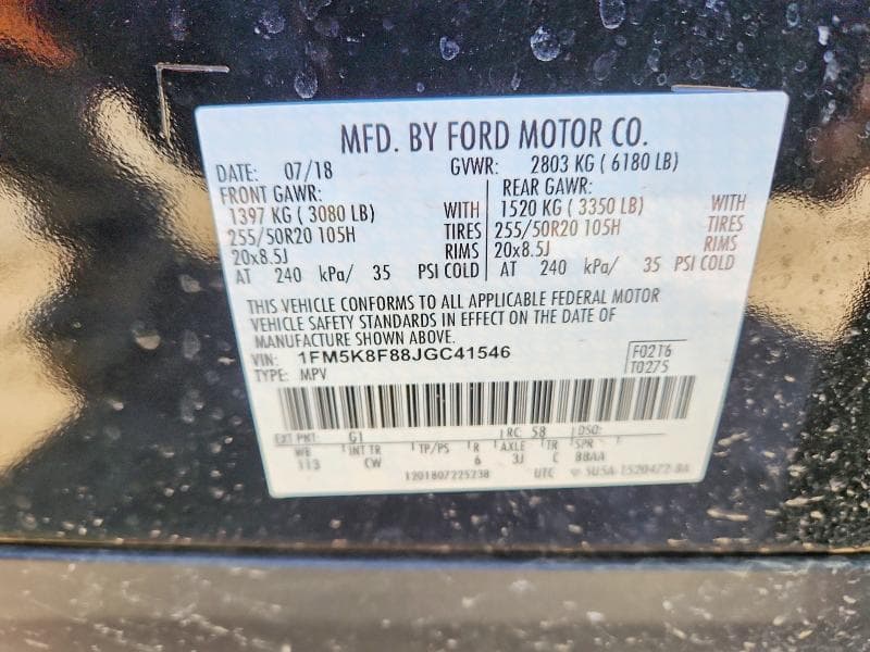 2018 FORD EXPLORER LIMITED 14