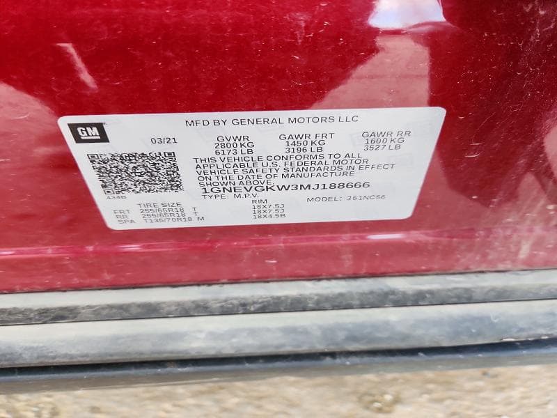 2021 CHEVROLET TRAVERSE LT 13