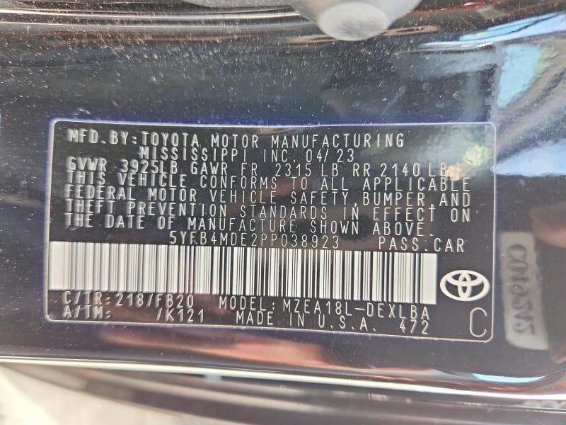 2023 TOYOTA COROLLA LE LE 12