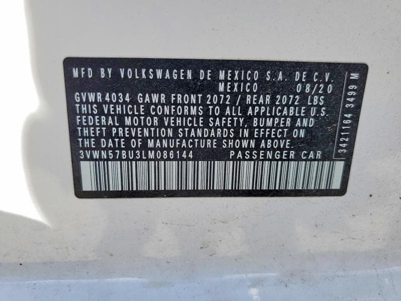 2020 VOLKSWAGEN JETTA S/R-LINE S/R-LINE 12