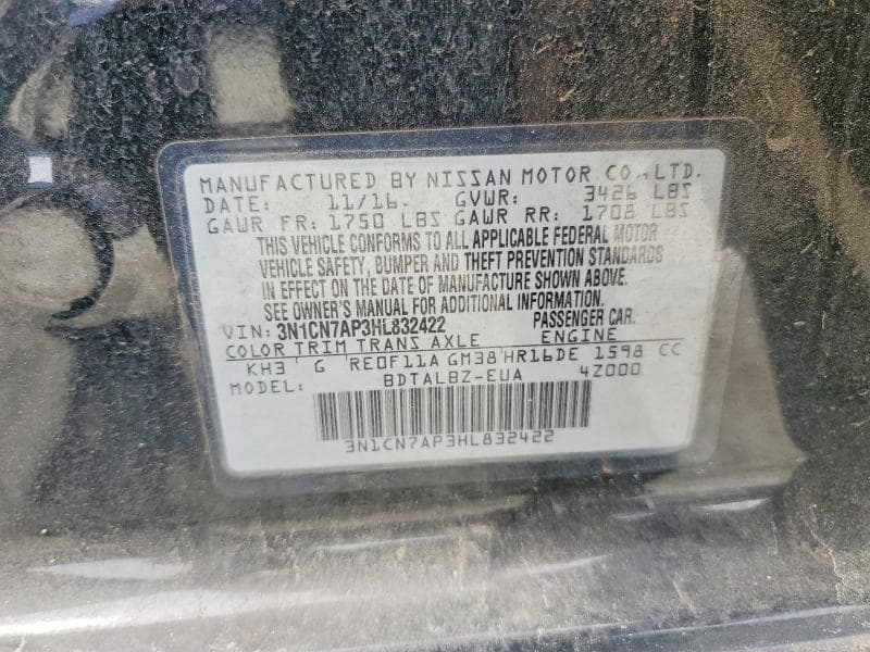 2017 NISSAN VERSA 1.6 SV 1.6 SV 12