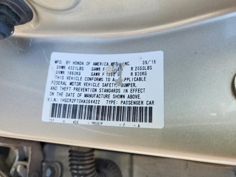 2017 HONDA ACCORD EX EX 12