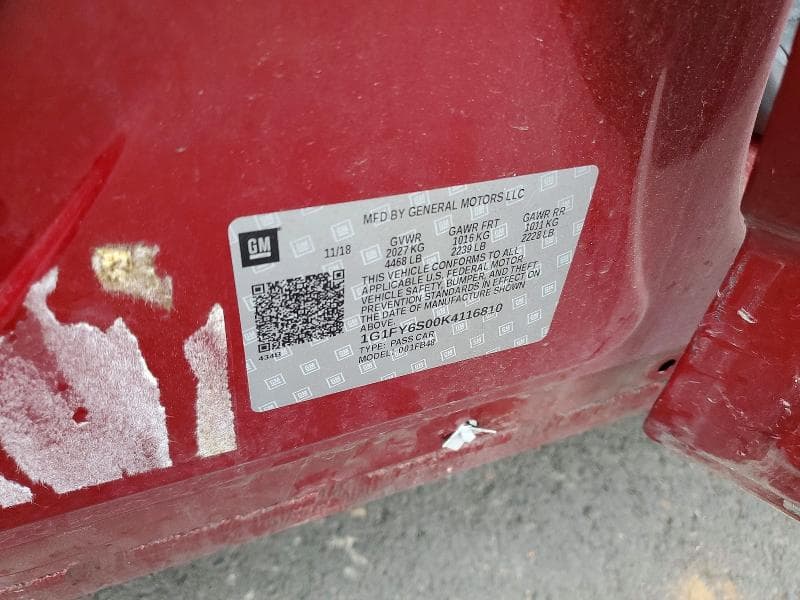 2019 CHEVROLET BOLT EV LT LT 12