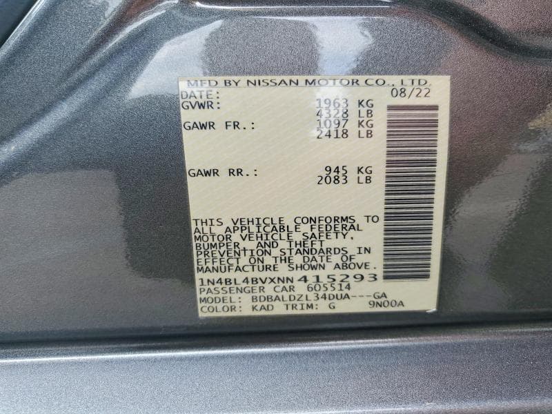 2022 NISSAN ALTIMA S 12