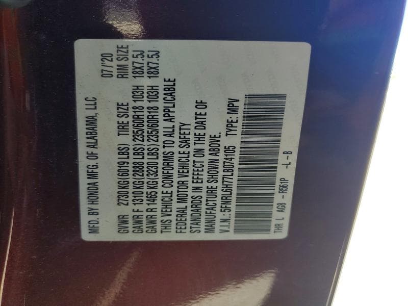 2020 HONDA ODYSSEY EXL EXL 13