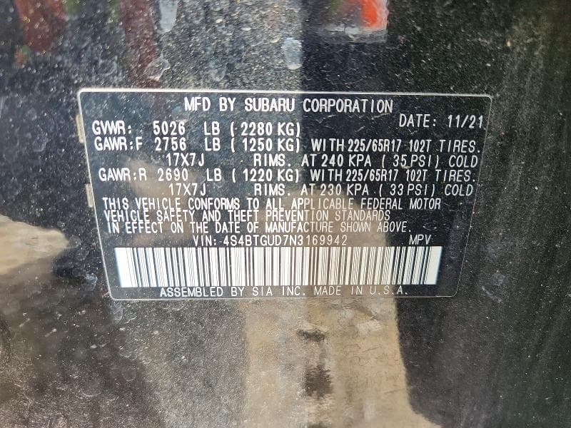 2022 SUBARU OUTBACK WILDERNESS WILDERNESS 14