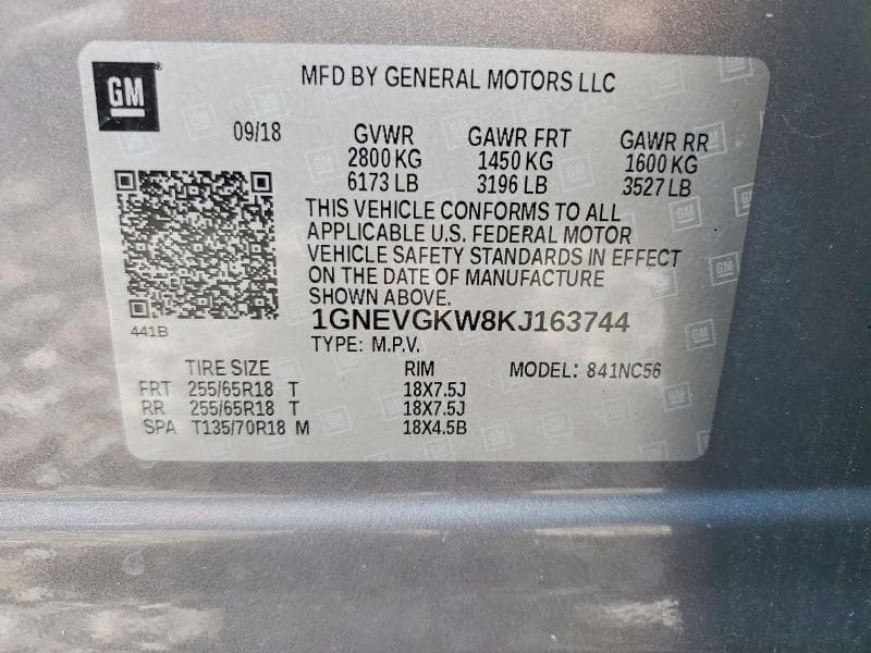 2019 CHEVROLET TRAVERSE LT LT 13