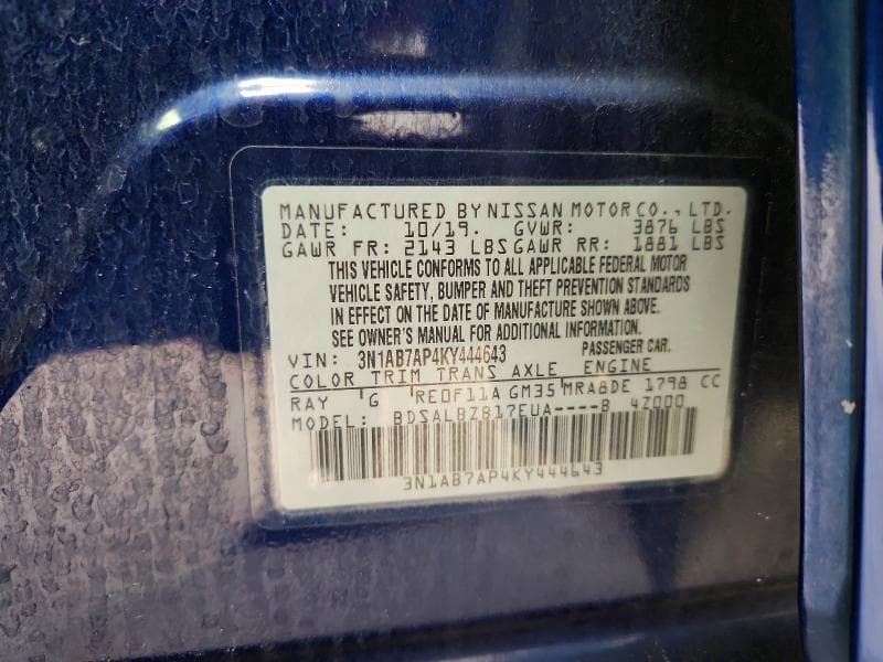 2019 NISSAN SENTRA S 13