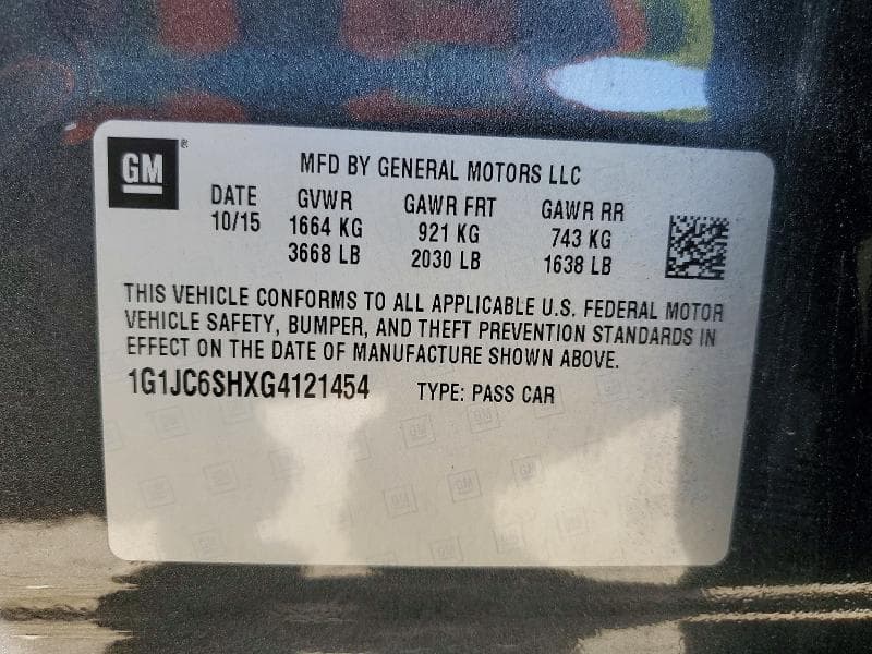 2016 CHEVROLET SONIC LT 12