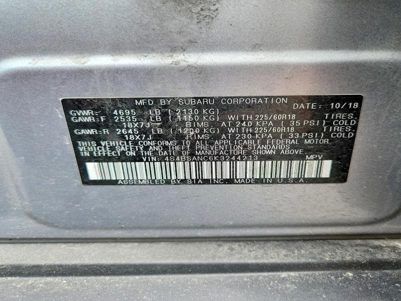 2019 SUBARU OUTBACK 2.5I LIMITED 13