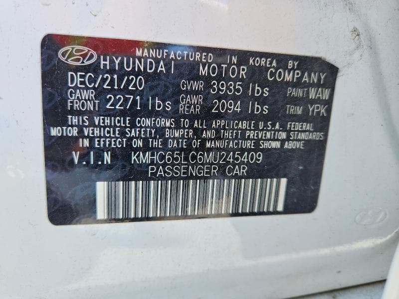 2021 HYUNDAI IONIQ BLUE 13