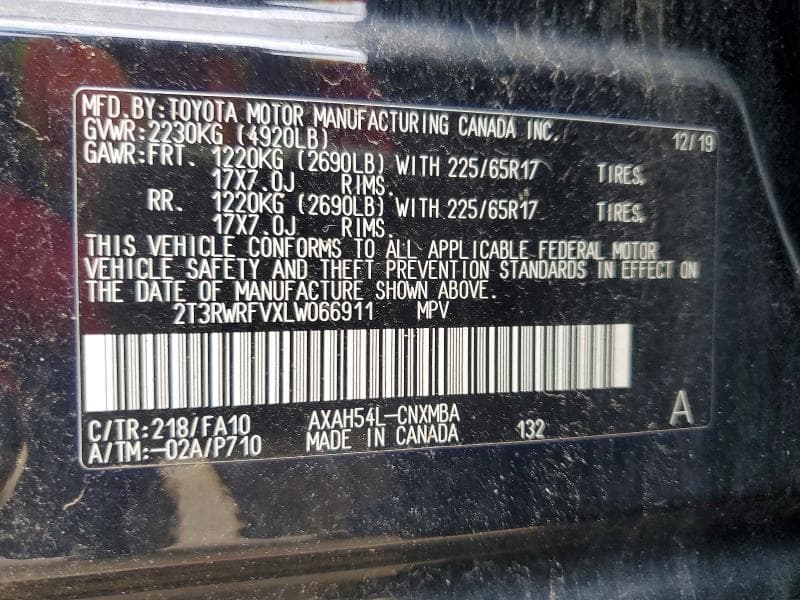 2020 TOYOTA RAV4 HYBRID XLE 13
