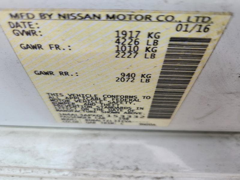 2016 NISSAN ALTIMA 2.5 SL 2.5 SL 12
