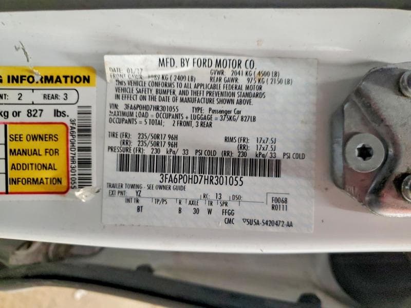 2017 FORD FUSION SE SE 12
