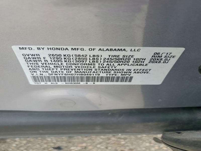 2017 HONDA PILOT ELITE ELITE 13