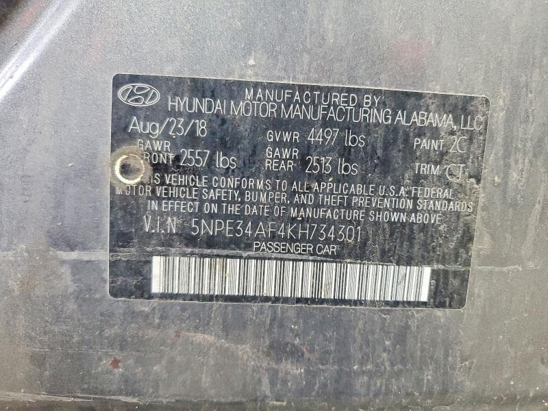 2019 HYUNDAI SONATA SEL SEL 12