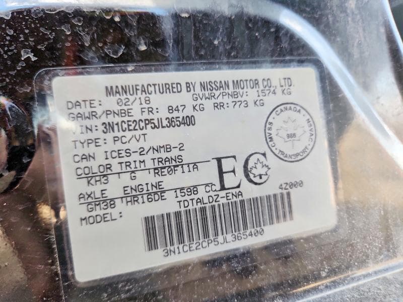 2018 NISSAN VERSA NOTE S 12