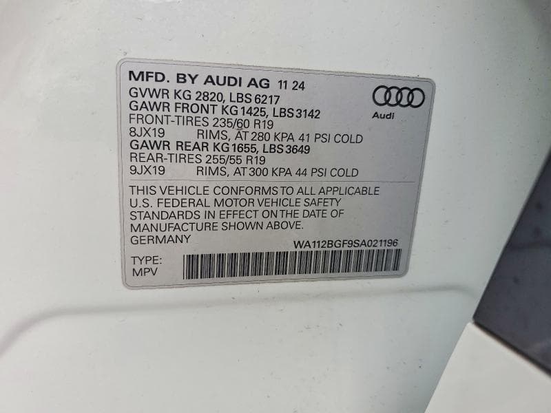 2025 AUDI Q6 E-TRON PREMIUM PREMIUM 12