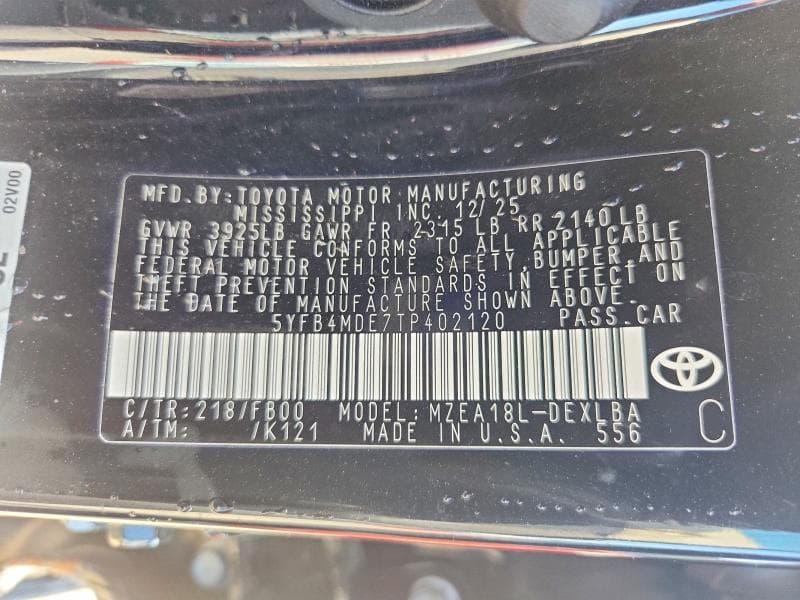 2026 TOYOTA COROLLA LE 12