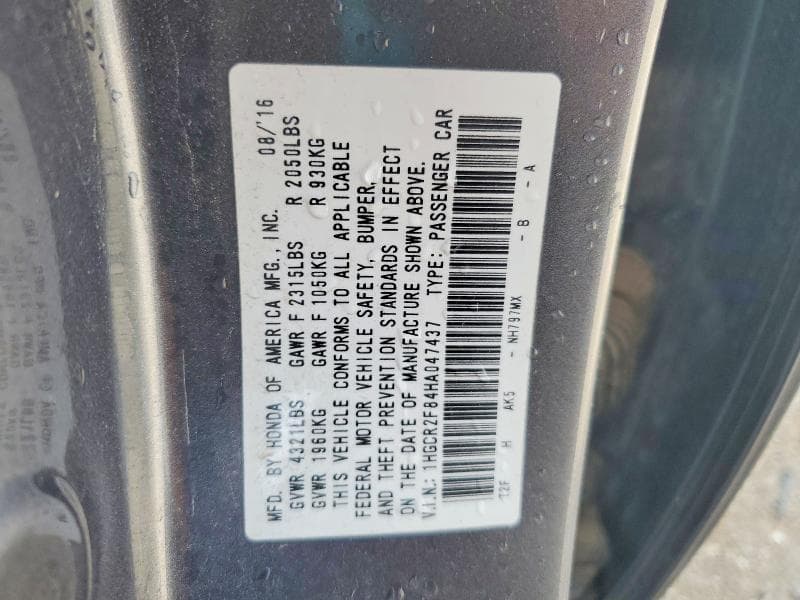 2017 HONDA ACCORD EXL EXL 12