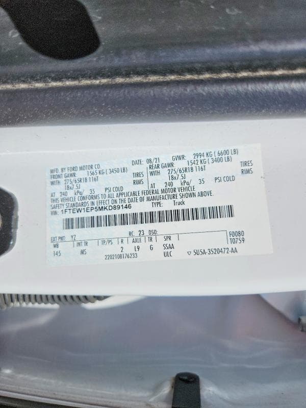 2021 FORD F150 SUPERCREW SUPERCREW 12
