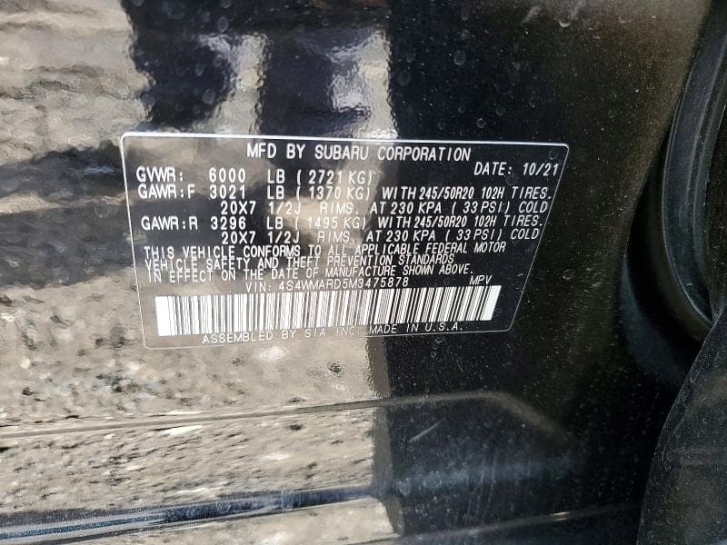 2021 SUBARU ASCENT TOURING 12