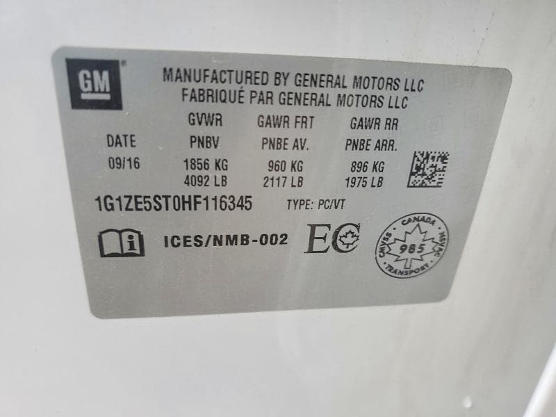 2017 CHEVROLET MALIBU LT 12