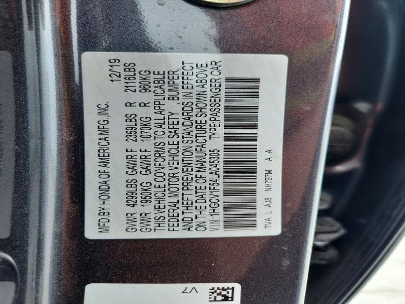 2020 HONDA ACCORD EXL 12