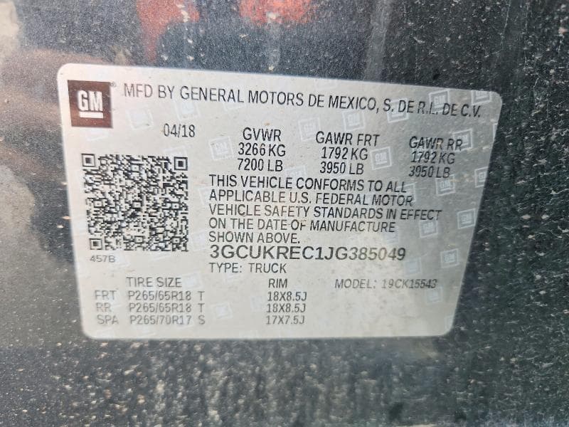 2018 CHEVROLET SILVERADO K1500 LT K1500 LT 12