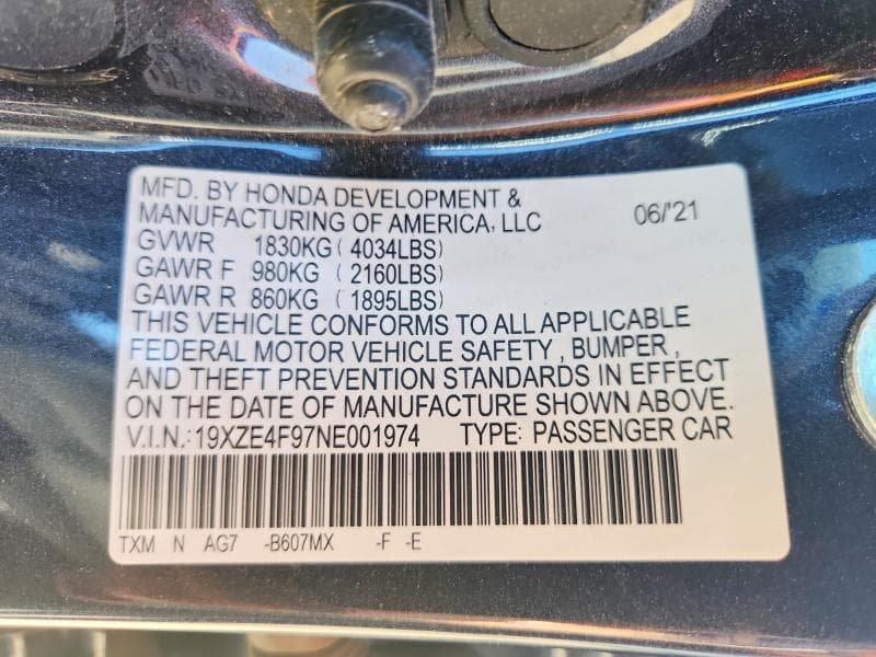 2022 HONDA INSIGHT TOURING 12