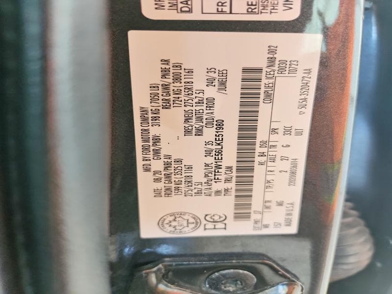 2020 FORD F150 SUPERCREW 12