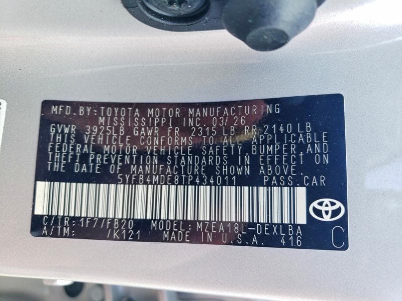 2026 TOYOTA COROLLA LE 12