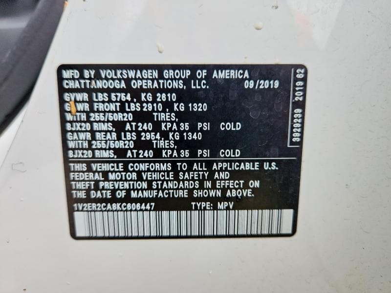 2019 VOLKSWAGEN ATLAS SEL SEL 13