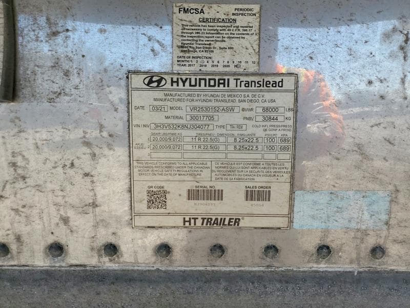 2022 HYUNDAI TRANSLEAD VR2530152-ASW REFRIGERATED VAN TRAILER 10