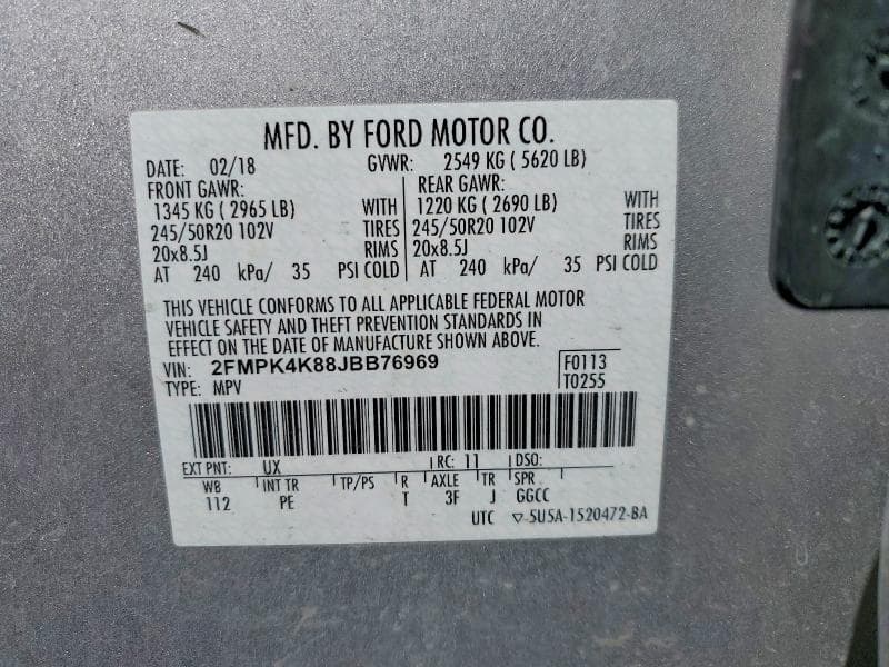 2018 FORD EDGE TITANIUM TITANIUM 13