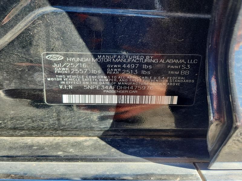 2017 HYUNDAI SONATA LIMITED 12